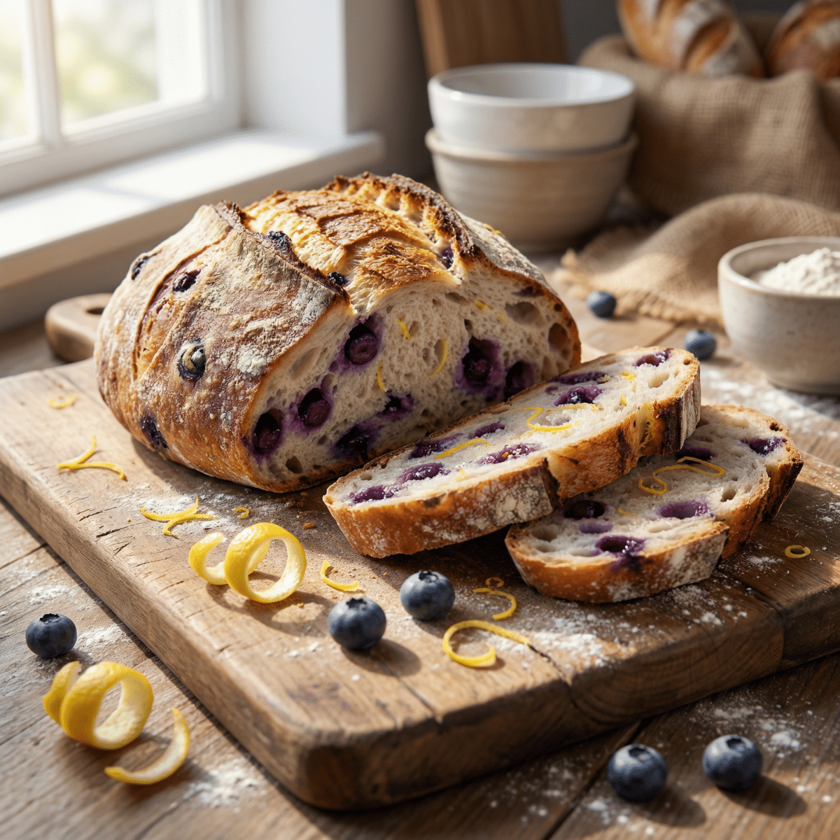 Lemon Blueberry Sourdough Bread (Easy Summer Recipe)