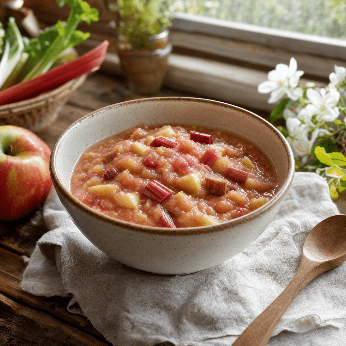 Healthy Rhubarb Applesauce Recipe With Fresh or Frozen Rhubarb