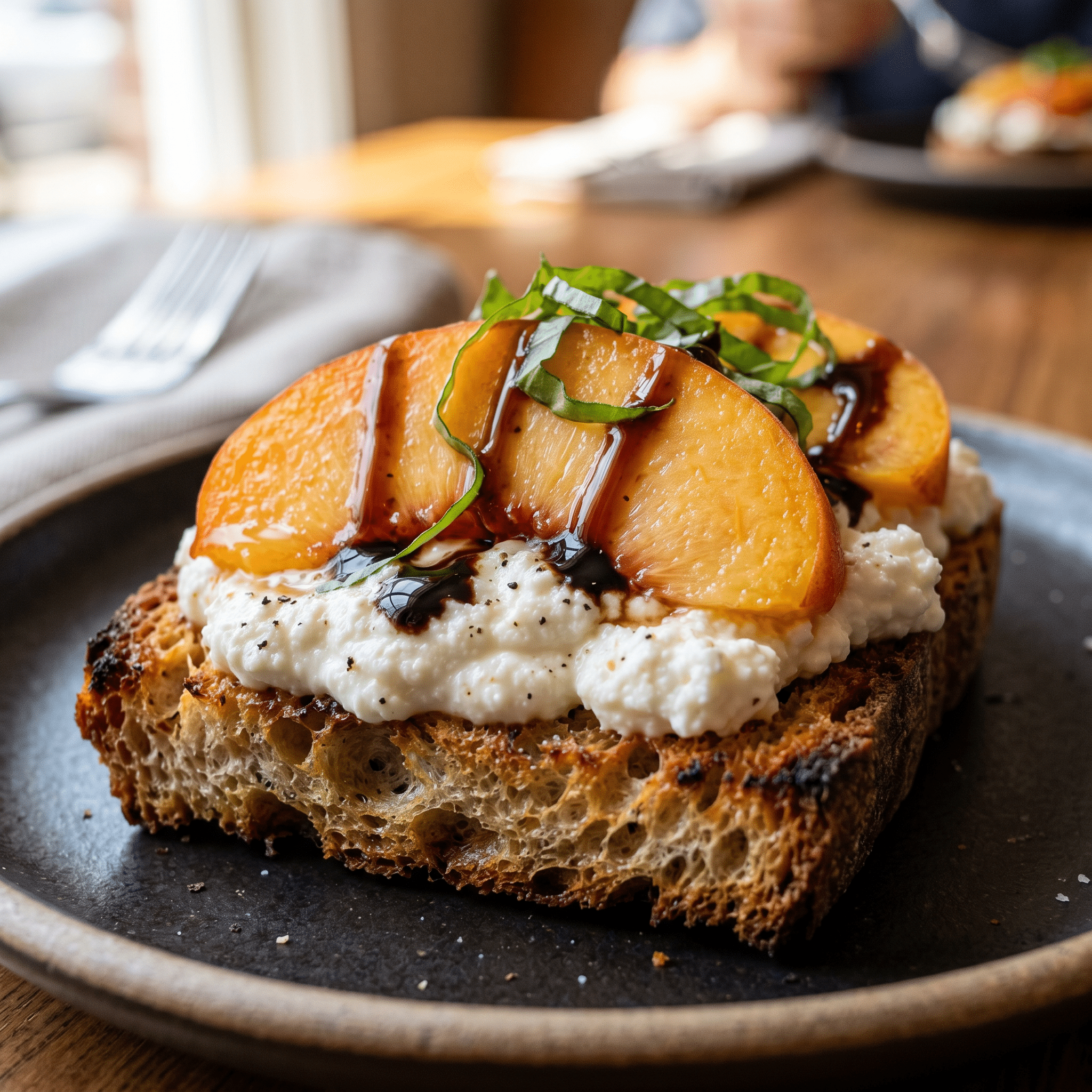 Fresh Peaches Recipes: Easy Peach Bruschetta with Whipped Ricotta